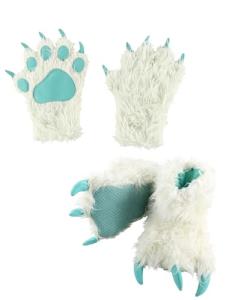 Cute Yeti Paw Mittens and Slippers Set
