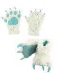 Cute Yeti Paw Mittens and Slippers Set