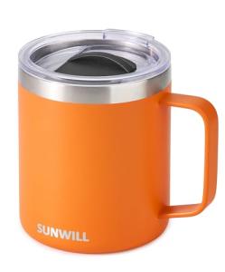 Insulated Coffee Mug with Handle - 14 oz Orange