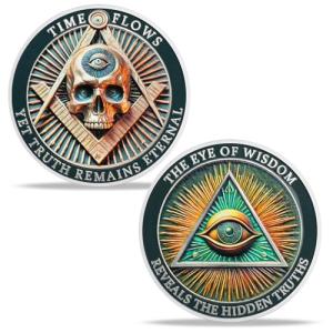 Skull & Eye Design Freemason Wisdom Coin