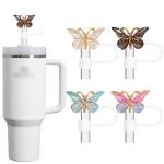 Cute Glitter Silicone Straw Toppers for Stanley Cup