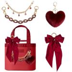 Yeti Tote Bag Charm Set with Bow and Fluffy Ball