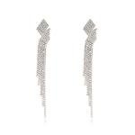 Sparkly Rhinestone Chandelier Statement Earrings - Silver