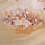 Pink Pearl Beads Floral Hair Comb Headpiece