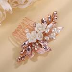 Pink Pearl Beads Floral Hair Comb Headpiece