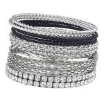 Yeti Women's Braided Mesh Bangle Set - Silver/Black