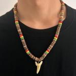 YANCHUN Black Beaded Puka Shell Necklace for Men