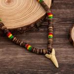 YANCHUN Black Beaded Puka Shell Necklace for Men