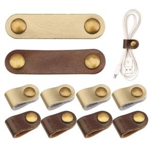 10 Pack Leather Cable Organizer Straps for Men