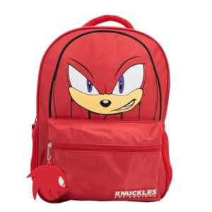 AI ACCESSORY INNOVATIONS Sonic The Hedgehog Backpack for Boys & Girls, Knuckles 16 Inch Schoolbag with 3D Features, Durable School Bag for Kids, Red