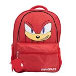 AI ACCESSORY INNOVATIONS Sonic The Hedgehog Backpack for Boys & Girls, Knuckles 16 Inch Schoolbag with 3D Features, Durable School Bag for Kids, Red