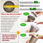 2 Replacement Lids for Stainless Steel Tumbler Travel Cup - Fits OF Inner diameter 3.7 to 3.74 INCH Yeti Rambler and others (Transparent) (30 OZ)