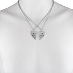 LUX ACCESSORIES Best Friends BFF Forever Best Bitches Valentine Detached Heart Pendant Charm Necklaces (2pc)