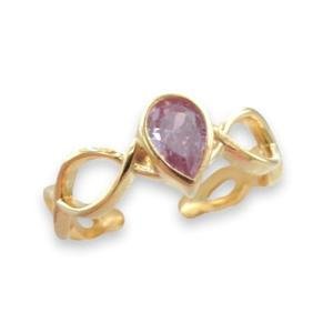 Swan Lake Princess Crown Ring with Pink Stone
