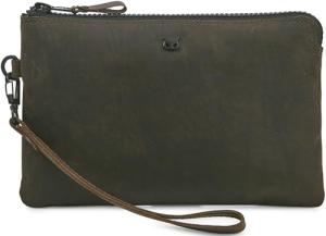 Women's Genuine Leather Wallet with Wrist Strap, Brown