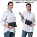 Women's Genuine Leather Wallet with Wrist Strap, Brown