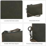 Women's Genuine Leather Wallet with Wrist Strap, Brown