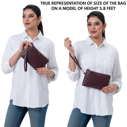 Burgundy Nappa Leather Wristlet Wallet for Women