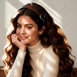 Retro Brown Faux Leather Heart Buckle Headband