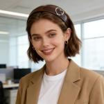 Retro Brown Faux Leather Heart Buckle Headband