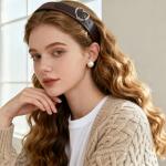 Retro Brown Faux Leather Heart Buckle Headband