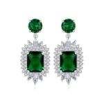 Emerald Moissanite 14K Gold Dangle Earrings