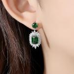 Emerald Moissanite 14K Gold Dangle Earrings