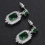 Emerald Moissanite 14K Gold Dangle Earrings