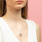 Disney Womens Beauty and the Beast Rose Necklace Officially Licensed - 18" Sterling Silver Necklace with Rose Heart Pendant