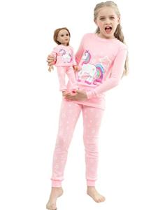 Girls Unicorn Pajamas Set for Dolls and Toddlers