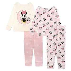 Disney Girls' 4-Piece Cute Cotton Pajama Set