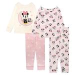 Disney Girls' 4-Piece Cute Cotton Pajama Set