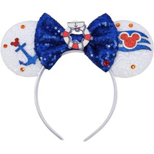 Nautical Sequin Mouse Ears Headband for Adults
