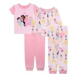 Disney Girls' Cute 4-Piece Cotton Pajama Set