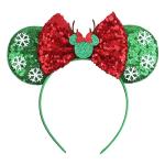 Hot Pink Glitter Christmas Mouse Ears Headband