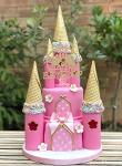Gold Glitter Castle Birthday Cake Topper