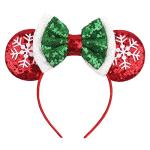 Hot Pink Christmas Mouse Ears Bow Headband