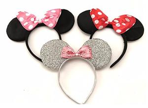 Minnie Mouse Bow Ears Headband – Black, Red, Pink