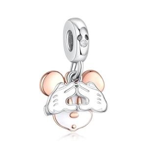 Mickey Mouse Double Dangle Charm in Silver