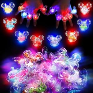 Glitter Mouse Ear LED Light-Up Rings - 24 Pcs