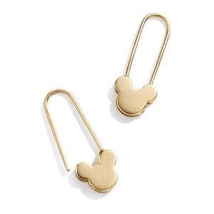Mickey Mouse Gold-Plated Safety Pin Earrings