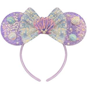 Mermaid Mouse Ears Headband with Silver Bows