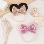Baby Girl Mouse Ears Headbands with Sequin Bow
