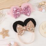 Baby Girl Mouse Ears Headbands with Sequin Bow