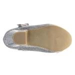 Disney Princess Silver Glitter Mary Jane Pumps for Girls