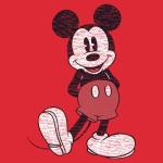 Disney Men's Mickey Mouse Distressed T-Shirt, Red