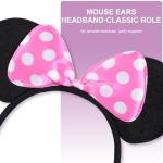20 Pack Pink Mouse Ears Headbands for Parties