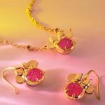 Minnie Mouse Gold-Plated Pendant Necklace in Hot Pink