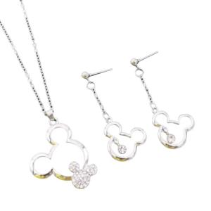Disney Mouse Necklaces for Women - Silver Set