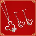 Disney Mouse Necklaces for Women - Silver Set